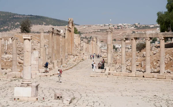 Jerash Jordan Říjen 2009 Starověké Zříceniny Římského Náměstí Starobylém Městě — Stock fotografie