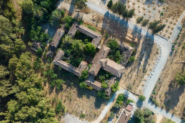 Drone Lucht Landschap Van Een Verlaten Gebouw Het Bos Dak — Stockfoto