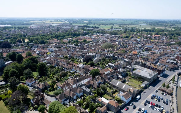 英国肯特郡三明治村的无人机空中风景 村景尽收眼底 — 图库照片