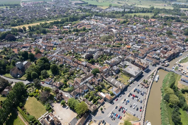 Drone Aerial Scenery Sandwich Village Kent United Kingdom Top View — Stock Photo, Image