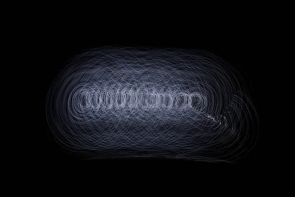Weiße Helle Lichtspuren Abstrahieren Auf Schwarzem Hintergrund Bewegte Lichter Surreal — Stockfoto