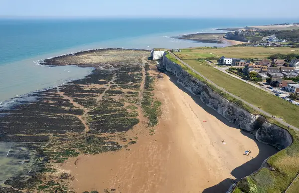 Drone Antenn Utsikt Över Botanik Vik Stranden Broadstairs Kent Storbritannien — Stockfoto