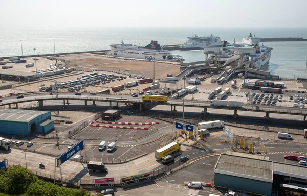 Dover Regno Unito Giugno 2023 Camion Traghetti Sul Porto Dover — Foto Stock