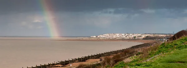Mare Panoramico Della Costa Whitstable Nel Kent Regno Unito Arcobaleno — Foto Stock