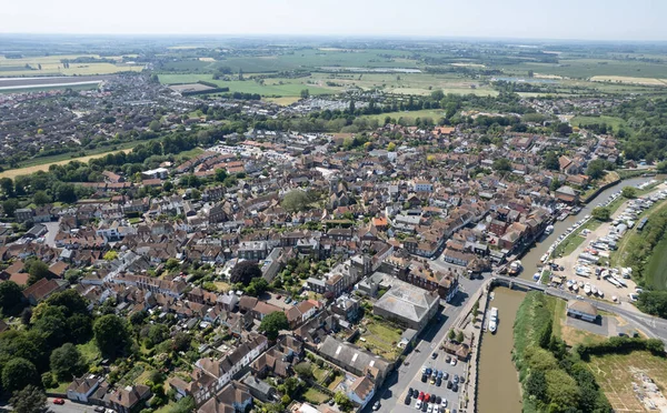 Drone Aerial Scenery Sandwich Village Kent United Kingdom Top View — Stock Photo, Image