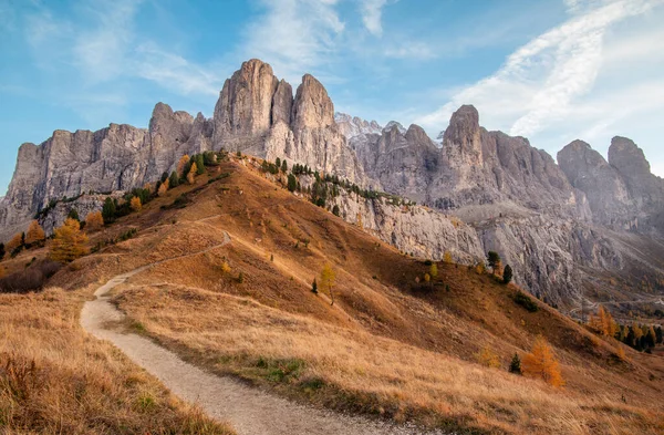 Schöne Berglandschaft Der Felsigen Dolomiten Grödnerjoch Südtirol Italien — Stockfoto