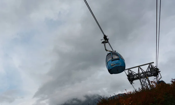 Alpe Siusi Italia Octombrie 2019 Telecabine Teleferice Pentru Transportul Alpe — Fotografie, imagine de stoc