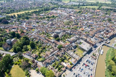 Kent Birleşik Krallık 'taki Sandwich köyünün insansız hava aracı manzarası. Köylerin en iyi manzara manzarası.