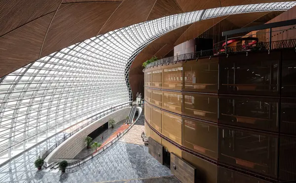 stock image Beijing, China , June 06 2018: Interior architecture of National Centre for the Performing Arts NCPA, described as The Giant Egg, Beijing, China