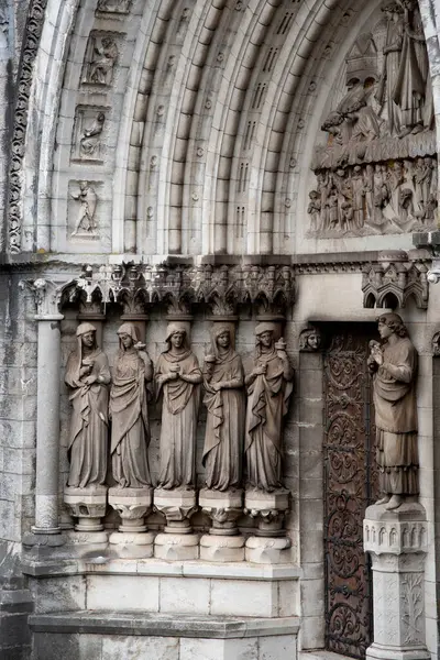 stock image Line of statues of saints ant the entrance of St fin Barrers cathedral cork Republic Ireland