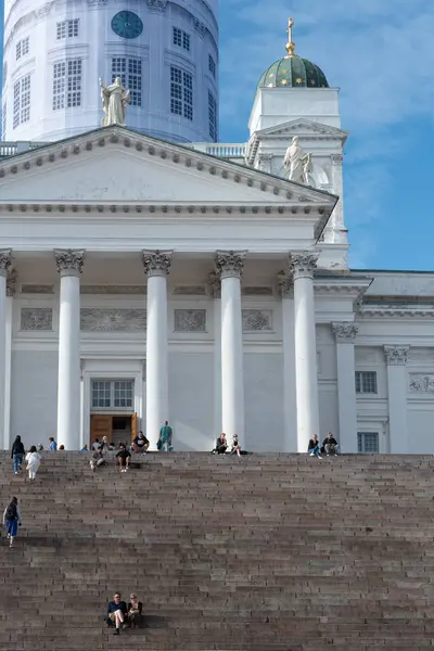 stock image Helsinki Finland, July 18 2024: Cathedral of Helsinki the main attraction located in the neighborhood of Kruununhaka in the centre of Helsinki of the capital of Finland Europe