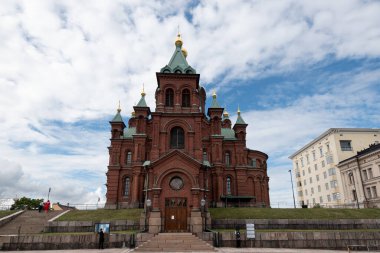 Helsinki, Finlandiya, 18 Temmuz 2024: Helsinki, Finlandiya 'daki Uspenski Katedrali Yunan Ortodoks veya Doğu Ortodoks Katedrali ve Finlandiya Ortodoks Kilisesi' nin ana katedrali