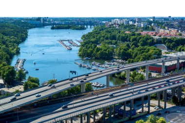 İsveç, Stockholm. Stockholm 'ün (Hammarby) gökyüzü manzarası.