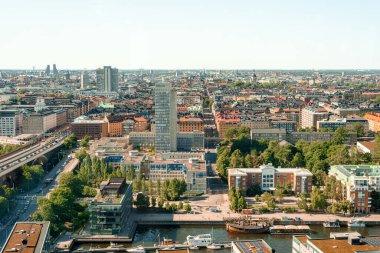 İsveç, Stockholm. Stockholm 'ün (Hammarby) gökyüzü manzarası.