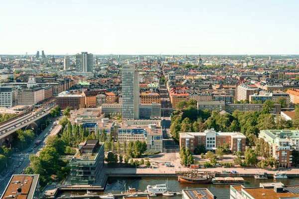 Suecia Estocolmo Vista Aérea Del Horizonte Urbano Estocolmo Hammarby — Foto de Stock