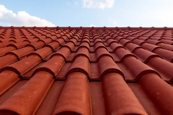 Red Tile Roof Blue Sky One Part Roof Other Pure Stock Picture