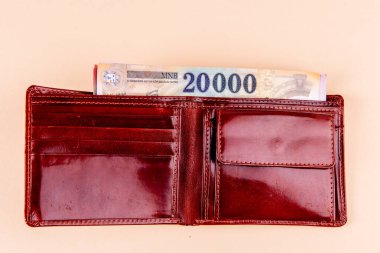 Macar HUF 20,000 banknot kahverengi deri cüzdan