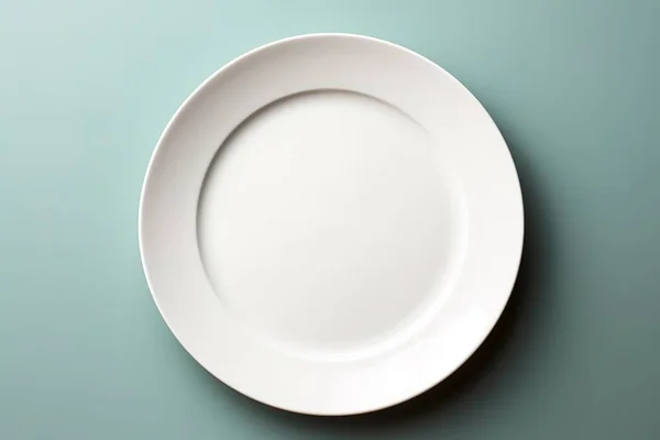 Empty White Plates Top View Flat Lay — Stock Photo, Image
