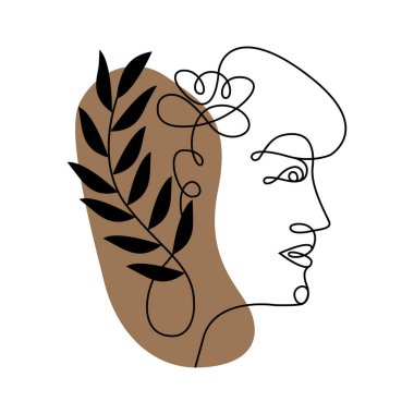 Linear female profile isolated on a white background. Abstract Fashion Print