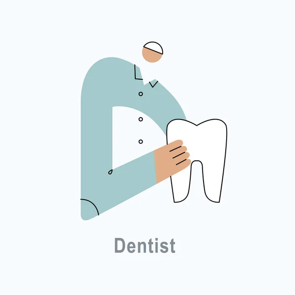 Illustration Vectorielle Avec Dentiste Style Plat Profession Série Abc Alphabet — Image vectorielle
