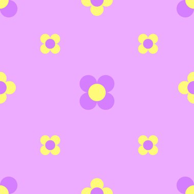 Tekrarlanan çiçekli retro desen. Düz bir şekilde modaya uygun arkaplan.