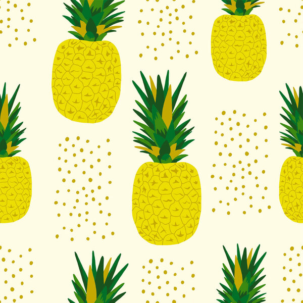 Pineapples seamless color pattern. Repeating pineapple wallpaper in vintage style.