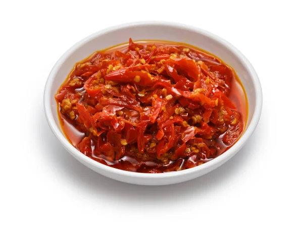 Duo Jiao Chinese Spicy Condiment Salted Chopped Red Chili Pepper — Stock Photo, Image