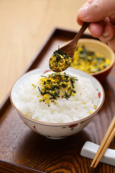 Furikake Bir Japon Kuru Sosudur Genellikle Pirincin Üzerine Serpiştirilir — Stok fotoğraf