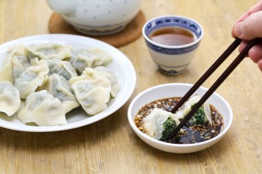 homemade Shepherd's purse and pork dumplings, Chinese food