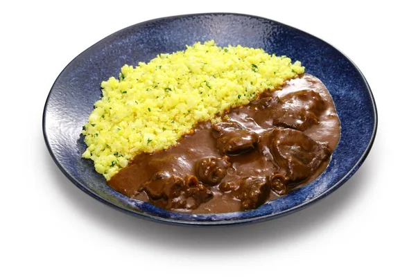 Blumenkohl Reis Und Rindfleisch Curry — Stockfoto