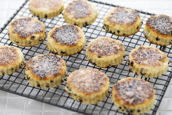 Homemade Welsh Cakes Bakestones Cooling Rack — Stock Photo, Image