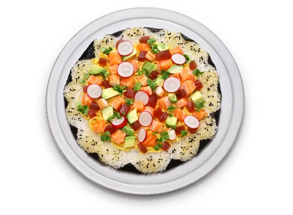 Hemlagad Sushi Pizza Kreativ Sushi Med Ursprung Toronto Kanada — Stockfoto