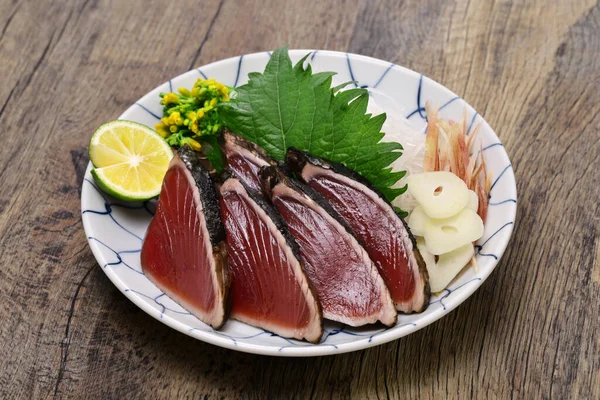 Katsuo Tataki Seared Bonito Sashimi Ιαπωνική Κουζίνα — Φωτογραφία Αρχείου