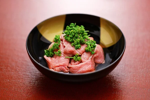 shabu-shabu of Sansho (Japanese pepper ) flower and beef, Japanese cuisine