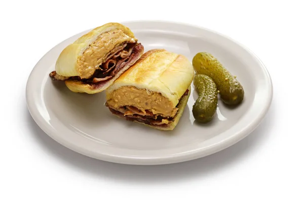 땅콩버터 베이컨 그리고 젤리가 프렌치 화이트 빵입니다 금덩어리 — 스톡 사진