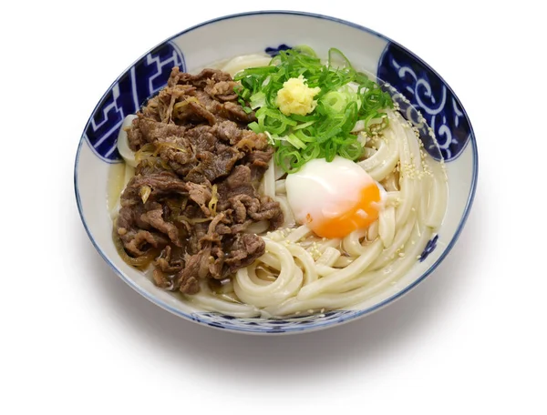 Sanuki Udon Beef Soft Boiled Egg Japanese Noodle Dish — Stock Photo, Image