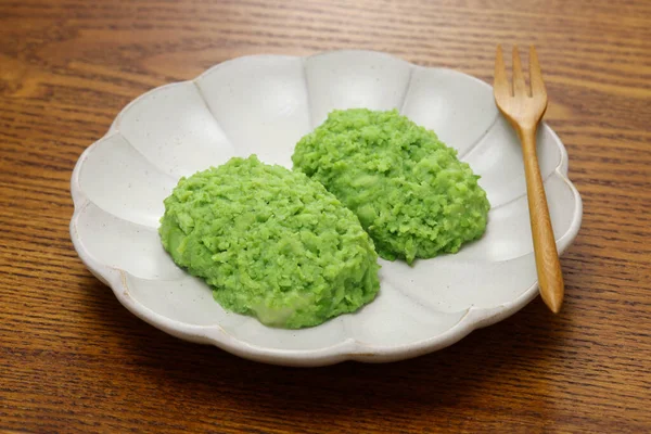 Zunda Mochi Pastel Arroz Envuelto Pasta Edamame Dulce Postre Japonés —  Fotos de Stock