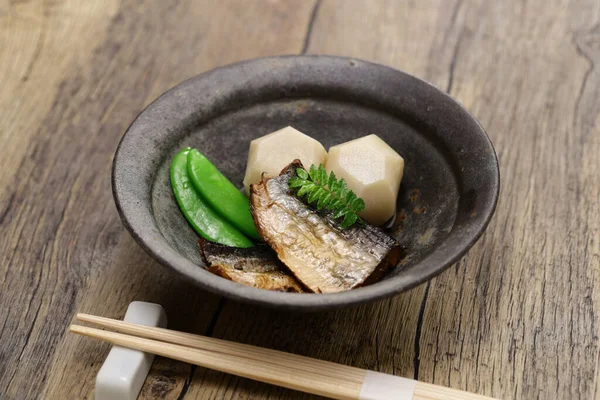 Dried Herring Taro Simmered Together Traditional Japanese Cuisine — Stock Photo, Image