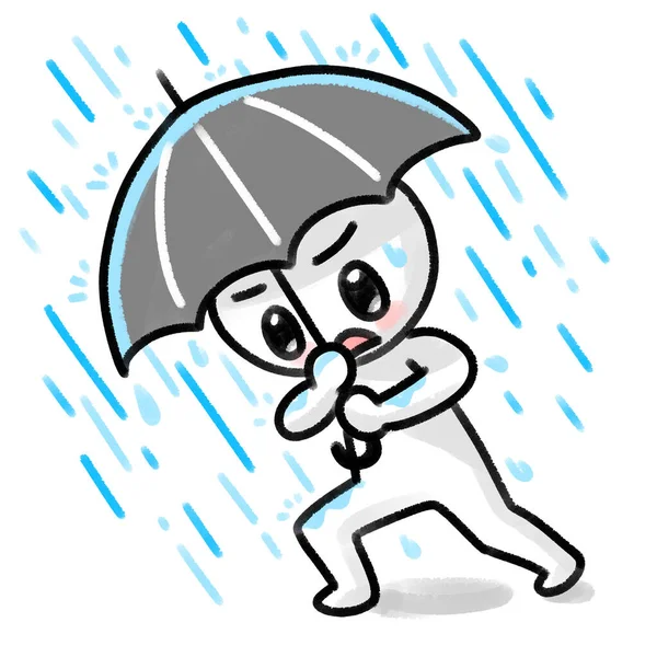 Torrential Rain Illustration Character Expression Heavy Rain — Stock Photo, Image