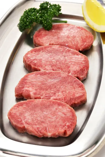 sliced beef tongue.Beef tongue is one of the popular ingredients for Yakiniku (Japanese-style barbecue).