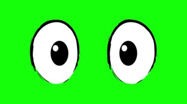 Basit bir çizgi film göz kırpması. yeşil ekran arkaplanı.