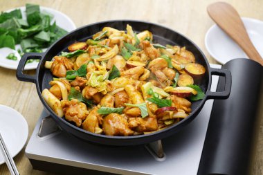 Dakgalbi( spicy stir-fried chicken), Korean food clipart