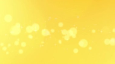 Kıvılcım saçan yıldızların ve sarı arka planda soldan sağa hareket eden her boyuttaki bokeh 'in animasyon videosu. Kusursuz döngü. Mutluluk kavramı.