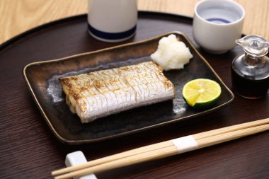 Salt-grilled hairtail fish, Japanese cuisine clipart