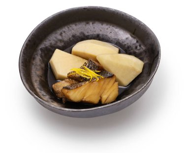 Ebi-imo ( shrimp shaped taro ) simmered with dried codfish. Japanese traditional cuisine (local dish from Kyoto). clipart