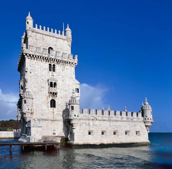 Wieża Belem Nad Brzegiem Rzeki Tejo Lizbonie Zbudowana Stylu Manuela — Zdjęcie stockowe
