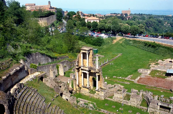 Den Romerska Teatern Volterras Toscana Italien Europa — Stockfoto