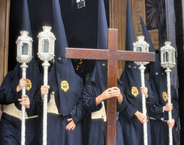Spanya Semana Santa Alayı Kutsal Hafta Fotoğraf Nazarenos Adındaki Tören — Stok fotoğraf