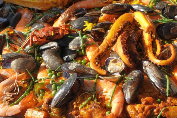Various Prepared Seafood Rice Known France Spain Paella — Stock Photo, Image