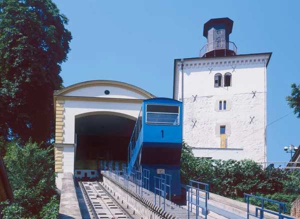 Történelmi Kábelvasút Lift Zágráb Horvátország Egy Fővárosában Módja Felső Város — Stock Fotó